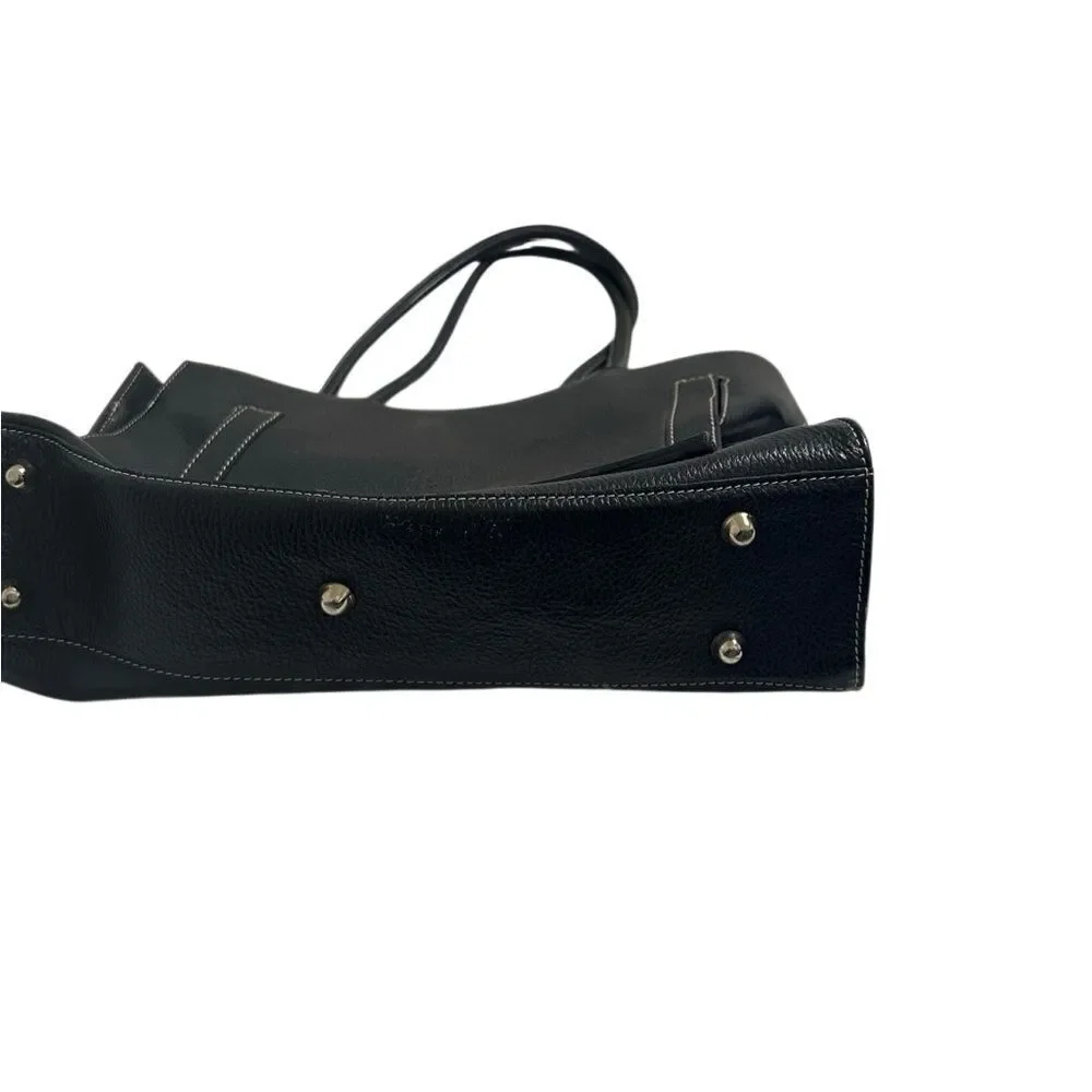 Valentino Black Leather Tote with Stitch Detail